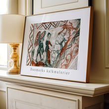 Indlæs billede til gallerivisning Plakat med kalkmaleriet kone der tapper øl i Tuse Kirke