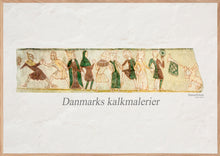 Indlæs billede til gallerivisning En plakat med 'Dansefrisen' - kalkmaleri fra Ørslev Kirke, Danmark