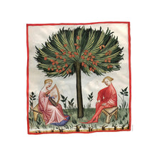 Indlæs billede til gallerivisning Farvelagt tegning fra middelalderen der viser romantik mellem to unge