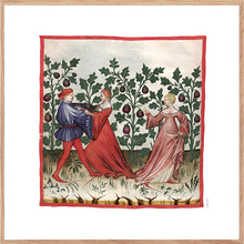 Indlæs billede til gallerivisning Farvelagt tegning fra middelalderen der viser et dansende par