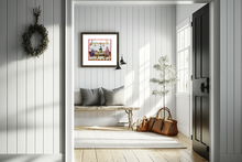 Indlæs billede til gallerivisning Farvelagt tegning fra middelalderen med en slagters markedsbod