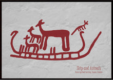 Indlæs billede til gallerivisning Plakat med helleristning – Skib og Dyr