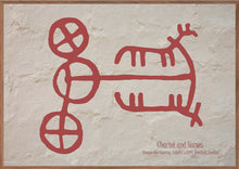 Indlæs billede til gallerivisning Plakat med helleristning – Vogn og to heste