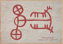 Indlæs billede til gallerivisning Plakat med helleristning – Vogn og to heste