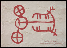 Indlæs billede til gallerivisning Plakat med helleristning – Vogn og to heste