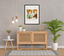 Indlæs billede til gallerivisning Plakat med kalkmaleriet 'Besøgelsen' fra Elmelunde Kirke, Danmark