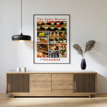 Indlæs billede til gallerivisning Plakat med collage af krydderier fra Istanbuls krydderibazar