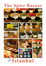Indlæs billede til gallerivisning Plakat med collage af krydderier fra Istanbuls krydderibazar