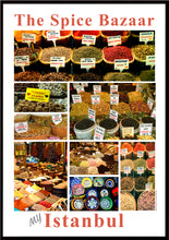 Indlæs billede til gallerivisning Plakat med collage af krydderier fra Istanbuls krydderibazar