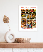 Indlæs billede til gallerivisning Plakat med collage af krydderier fra Istanbuls krydderibazar