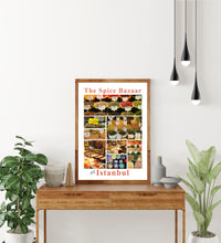 Indlæs billede til gallerivisning Plakat med collage af krydderier fra Istanbuls krydderibazar