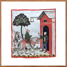 Indlæs billede til gallerivisning Farvelagt tegning fra middelalderen der viser en ølstue