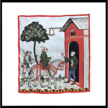 Indlæs billede til gallerivisning Farvelagt tegning fra middelalderen der viser en ølstue