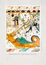 Indlæs billede til gallerivisning Plakat med gotisk kalkmaleri, hvor Sct. Jørgen Dræber dragen, Danmark