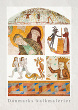 Indlæs billede til gallerivisning Plakat med collage af kalkmalerier fra østdanske kirker