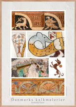 Indlæs billede til gallerivisning Plakat med kalkmalerier - Collage fra forskellige kirker omkring Roskilde Fjord, Danmark