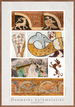 Indlæs billede til gallerivisning Plakat med kalkmalerier - Collage fra forskellige kirker omkring Roskilde Fjord, Danmark