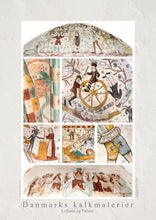Indlæs billede til gallerivisning Plakat med collage med gotiske kalkmalerier fra kirker på Lolland og Falster, Danmark