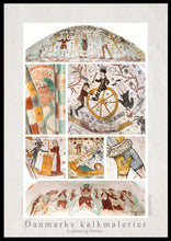 Indlæs billede til gallerivisning Plakat med collage med gotiske kalkmalerier fra kirker på Lolland og Falster, Danmark