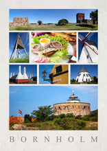 Indlæs billede til gallerivisning Plakat med collage med Bornholmske seværdigheder, Danmark