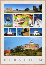 Indlæs billede til gallerivisning Plakat med collage med Bornholmske seværdigheder, Danmark