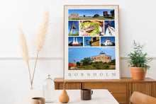 Indlæs billede til gallerivisning Plakat med collage med Bornholmske seværdigheder, Danmark