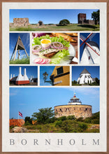 Indlæs billede til gallerivisning Plakat med collage med Bornholmske seværdigheder, Danmark