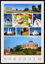 Indlæs billede til gallerivisning Plakat med collage med Bornholmske seværdigheder, Danmark