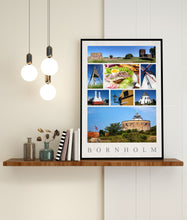 Indlæs billede til gallerivisning Plakat med collage med Bornholmske seværdigheder, Danmark