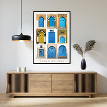 Indlæs billede til gallerivisning Plakat med collage af traditionelle tunesiske døre