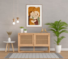 Indlæs billede til gallerivisning Plakat med Kalkmaleriet "Besøgelsen" fra Mørkøv Kirke, Danmark