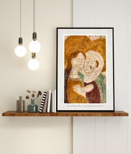 Indlæs billede til gallerivisning Plakat med Kalkmaleriet "Besøgelsen" fra Mørkøv Kirke, Danmark