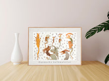 Indlæs billede til gallerivisning Plakat med en collage af kalkmalerier med middelalderens  fabeldyr, Danmark