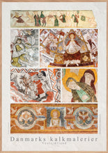 Indlæs billede til gallerivisning Plakat med collage af kalkmalerier fra Vestsjælland, Danmark
