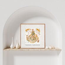 Indlæs billede til gallerivisning Plakat med kalkmaleri med 'Livets Hjul' i Birkerød Kirke, Danmark