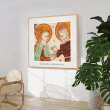Indlæs billede til gallerivisning Plakat med kalkmaleriet 'Besøgelsen' fra Elmelunde Kirke, Danmark