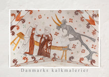 Indlæs billede til gallerivisning Plakat med et gotisk kalkmaler, der viser to sladrende kvinder og en djævel, Danmark
