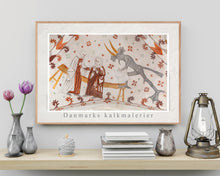 Indlæs billede til gallerivisning Plakat med et gotisk kalkmaler, der viser to sladrende kvinder og en djævel, Danmark