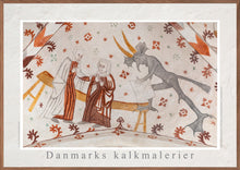 Indlæs billede til gallerivisning Plakat med et gotisk kalkmaler, der viser to sladrende kvinder og en djævel, Danmark