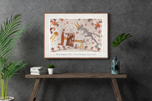 Indlæs billede til gallerivisning Plakat med et gotisk kalkmaler, der viser to sladrende kvinder og en djævel, Danmark