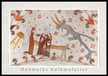 Indlæs billede til gallerivisning Plakat med et gotisk kalkmaler, der viser to sladrende kvinder og en djævel, Danmark