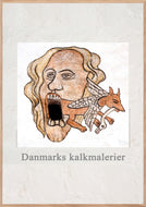 Plakat med vrængemaske fra Sankt Mariæ Kirke i Helsingør