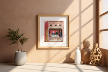 Indlæs billede til gallerivisning Farvelagt tegning fra middelalderen med en bagers markedsbod
