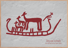 Indlæs billede til gallerivisning Plakat med helleristning – Skib og Dyr
