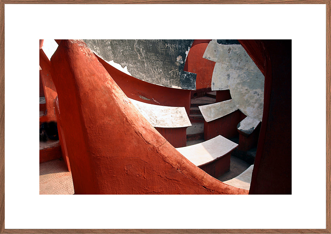 Plakat  med detalje fra Jantar Mantar observatory , Delhi , India.