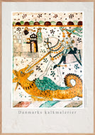 Plakat med gotisk kalkmaleri, hvor Sct. Jørgen Dræber dragen, Danmark