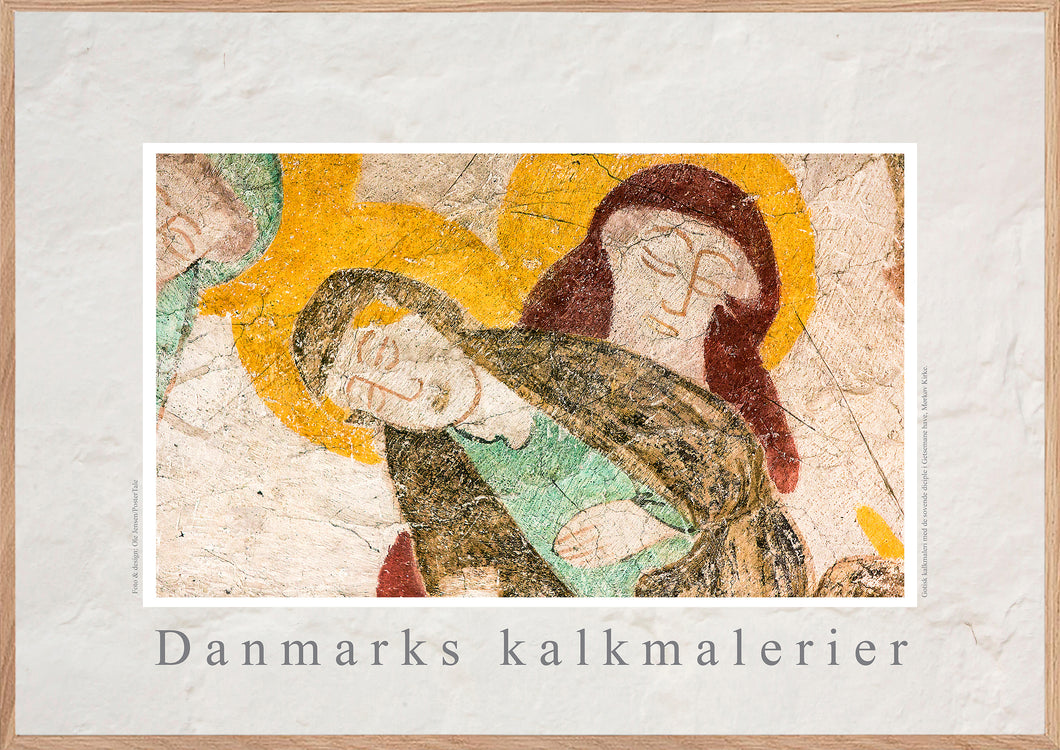 Plakat med kalkmaleri fra Mørkøv Kirke -De sovende Disciple, Danmark