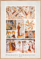 Plakat med kalkmalerier - Collage med malerier fra flere forskellige kirker på Møn, Danmark