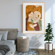 Indlæs billede til gallerivisning Plakat med Kalkmaleriet &quot;Besøgelsen&quot; fra Mørkøv Kirke, Danmark
