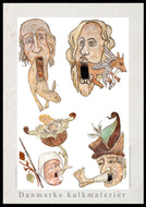 Plakat med vrængemasker fra Sankt Mariæ Kirke i Helsingør, Danmark